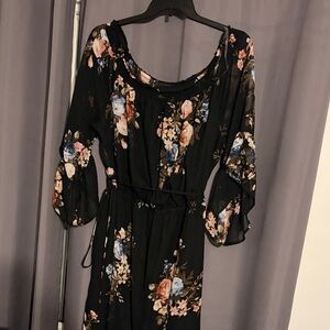 Love Squared Floral Black Dress 2x NWT